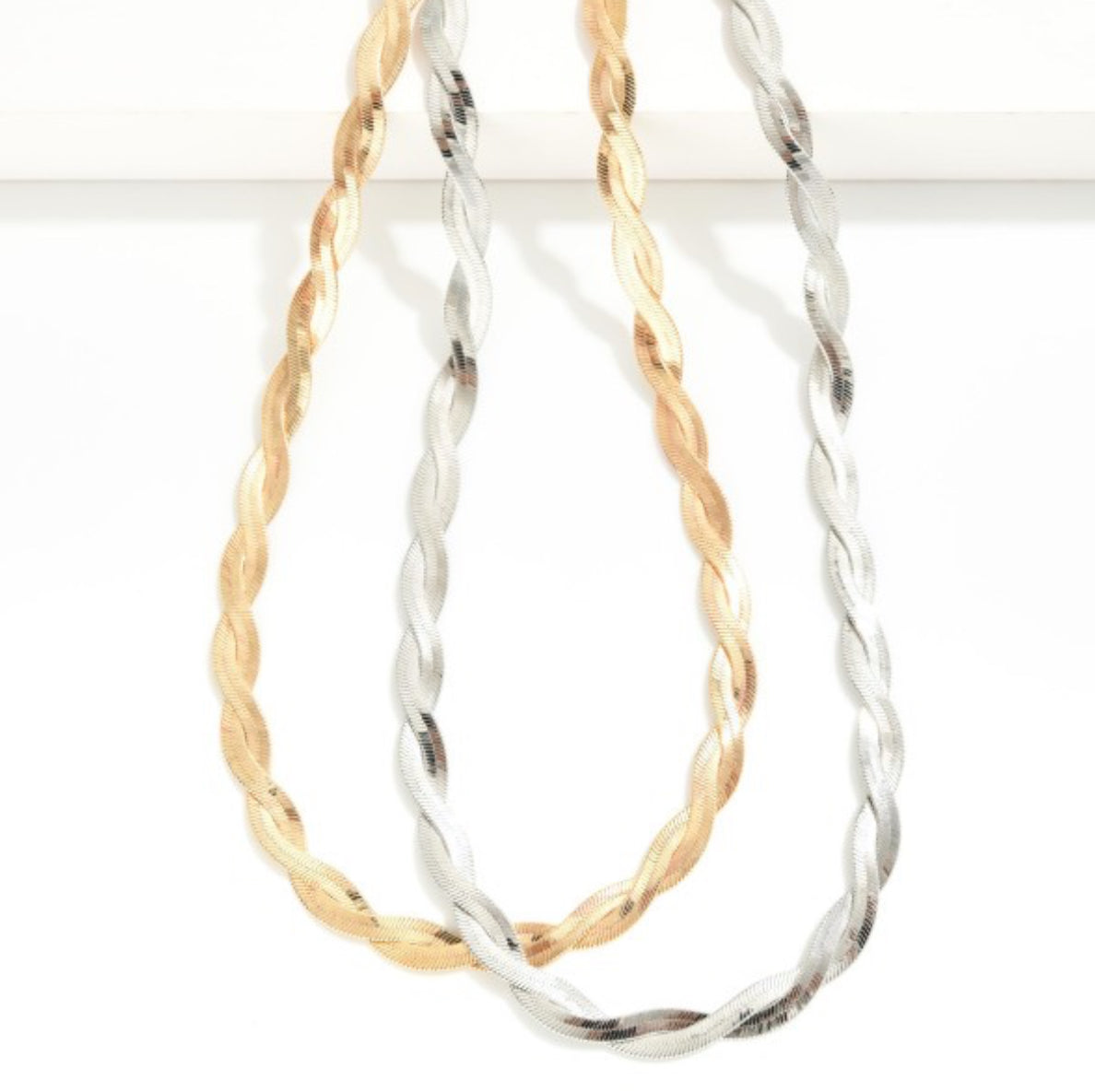 Braided Herringbone Chain Link Necklace
